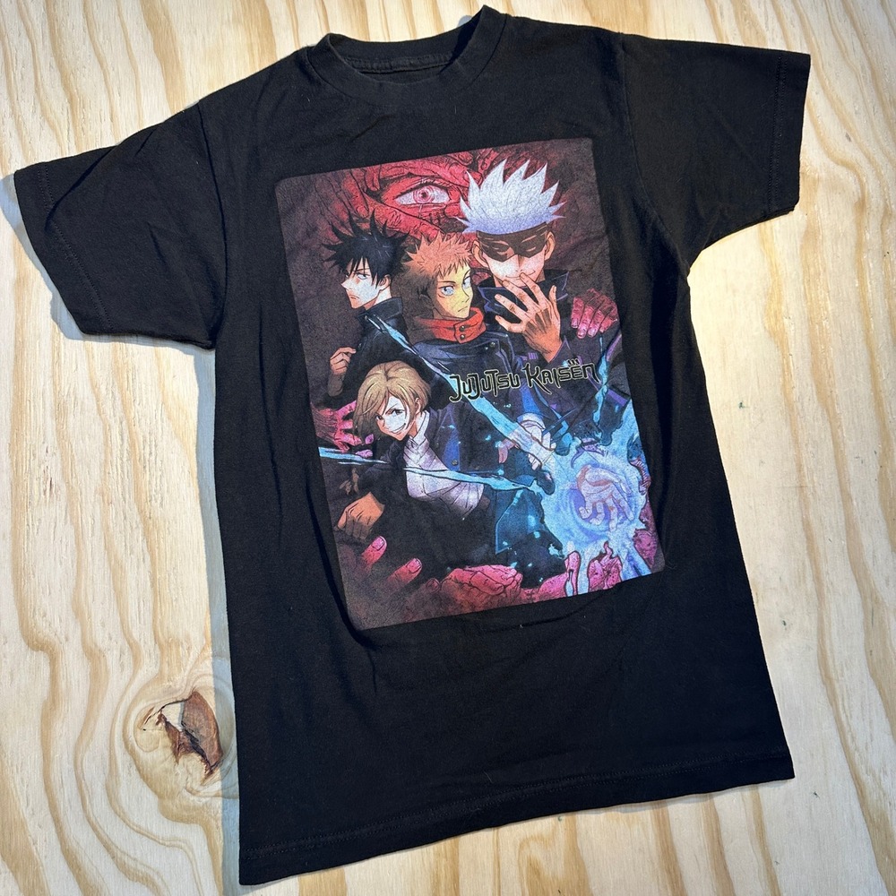 Crunchyroll Mens Jujutsu Kaisen Gojo Itadori Fushiguro Black Anime Graphic Tee S